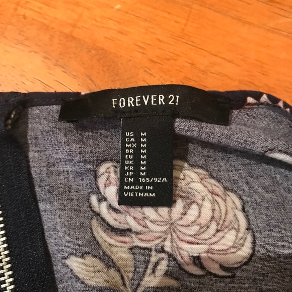 Forever 21 Navy Shirt with Flowers - Picture 3 of 4